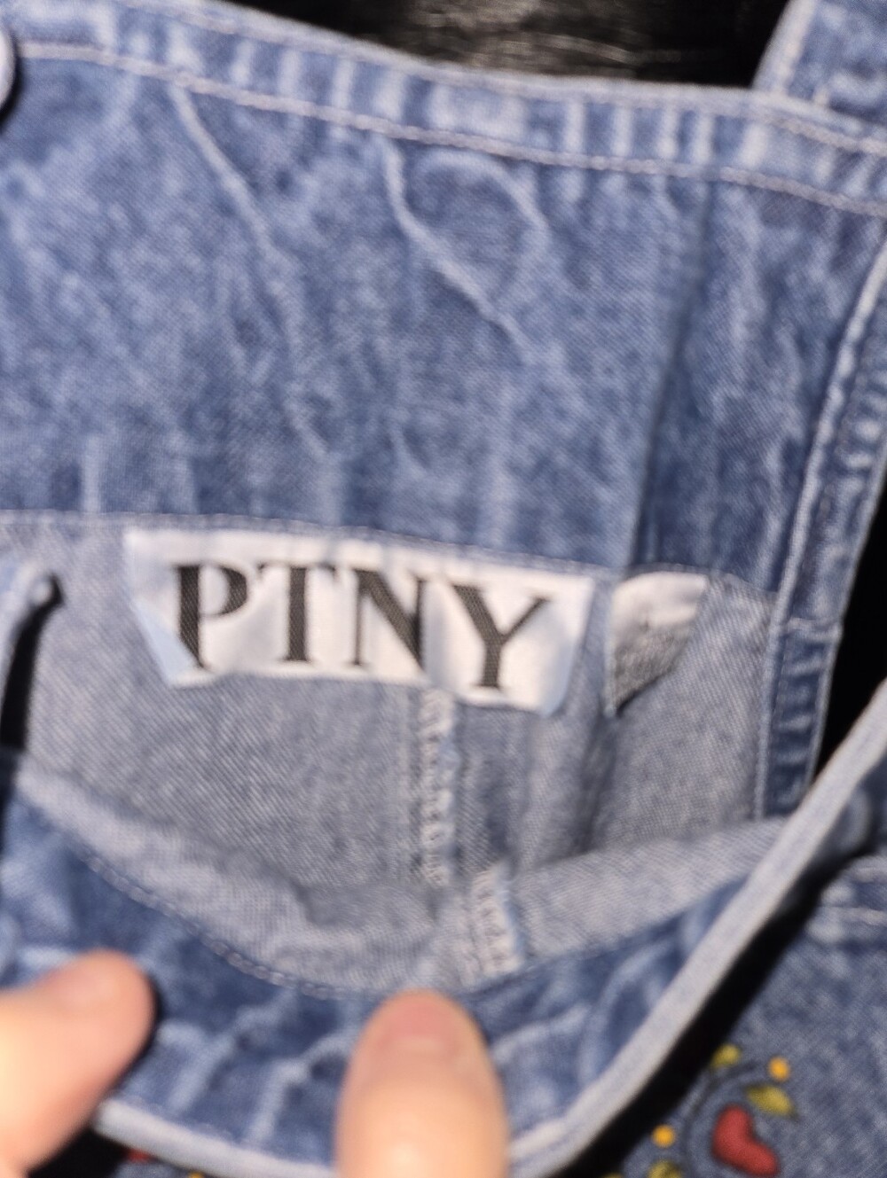 Denim Overall Shorts with Fruit Patch - Blue - Picture 2 of 5